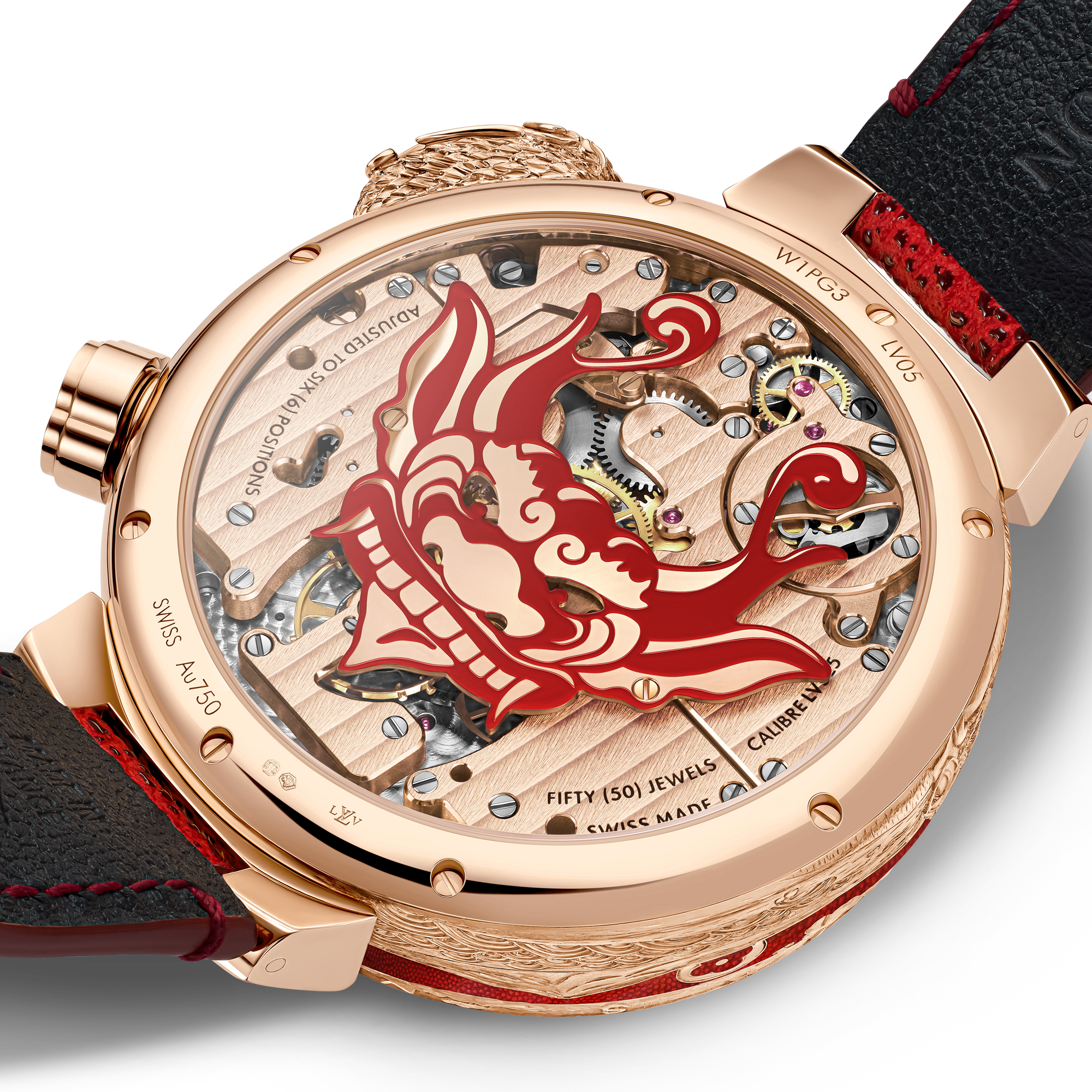 Tambour Bushido Automata, Manual, 46.8 MM, Rose Gold - Luxury Red
